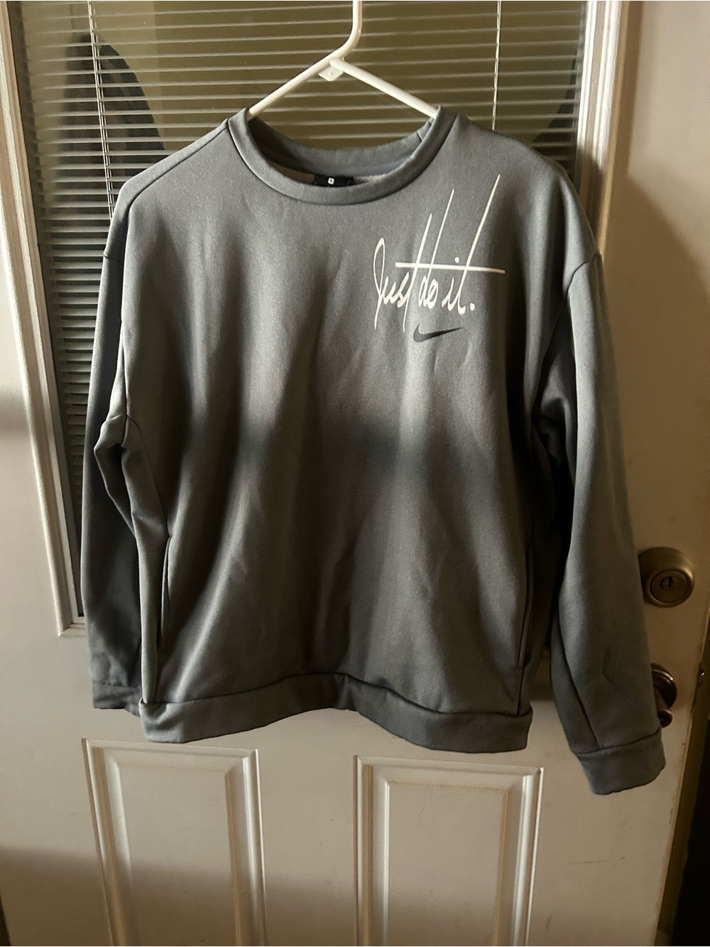 Nike Grey Crewneck Sweatshirt with White 'Just Do It.' Script